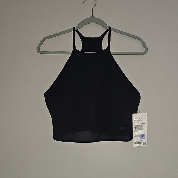 Lululemon Womens NWTS Nulu High Neck Mesh Hem Tank!!! Sz XLG BLACK - Picture 1 of 12